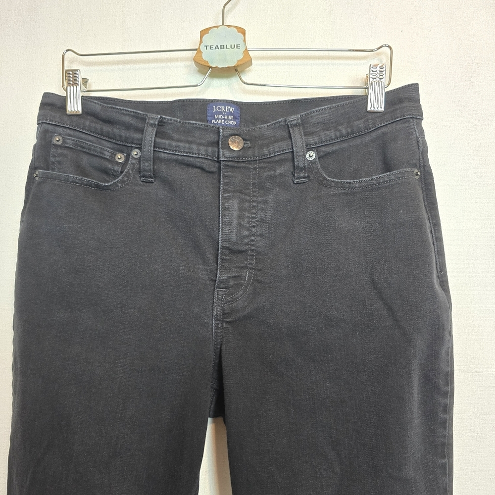 J. Crew Mid Rise Flare Crop Black Jean In All Day Stretch 31 - Picture 8 of 13